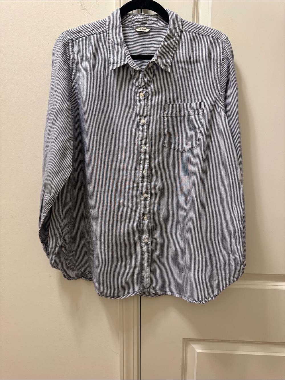 LL.Bean women Linen stripe shirt